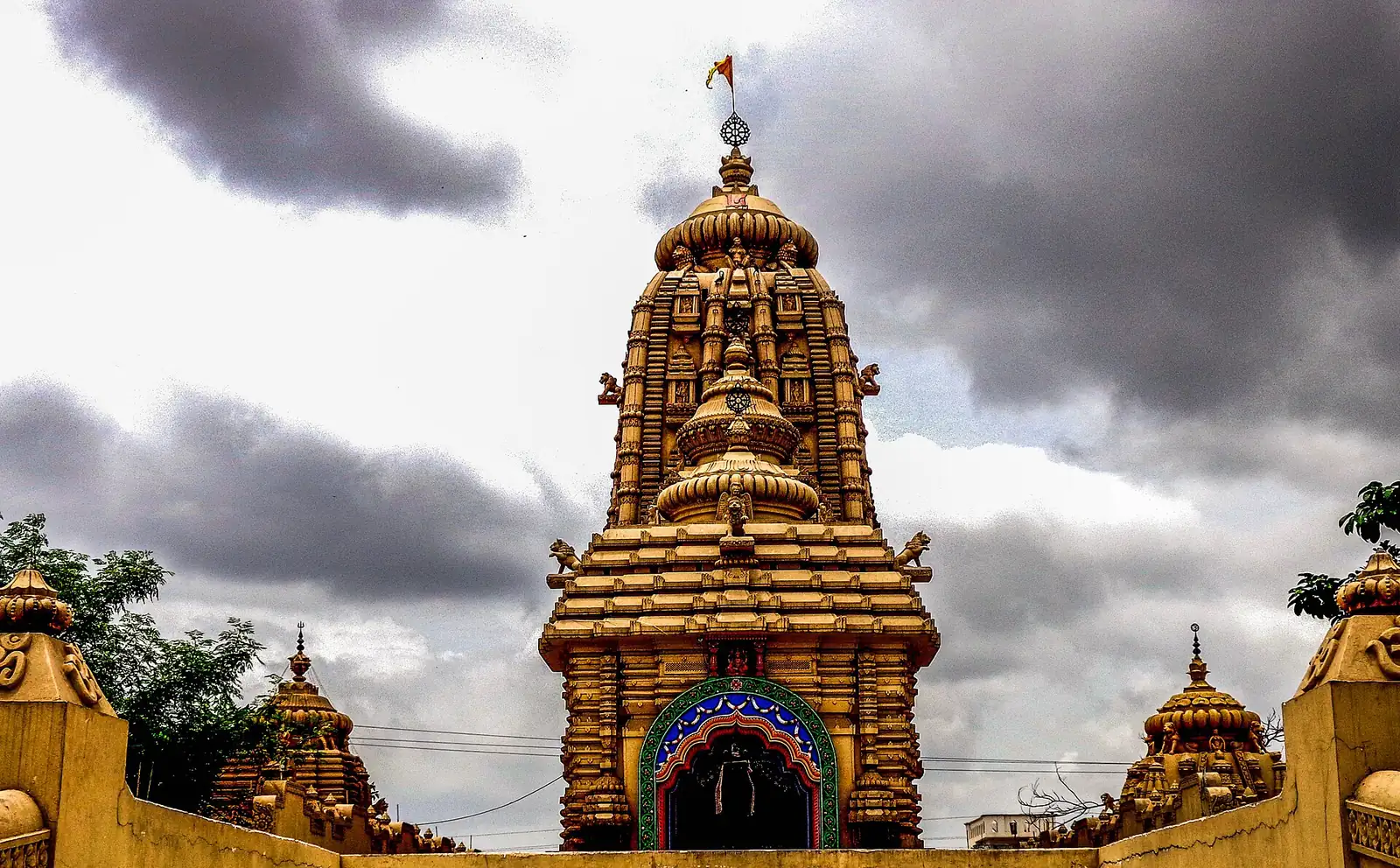 The Jagannath Temple, Raipur, under monsoon clouds